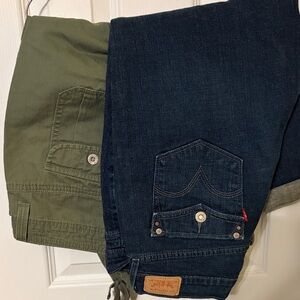 Levi's Dark Blue Jeans and Olive Green Pants
